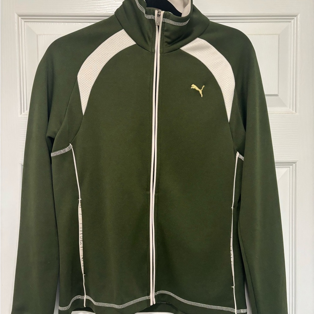 Puma Olive & White Full-Zip Track Jacket